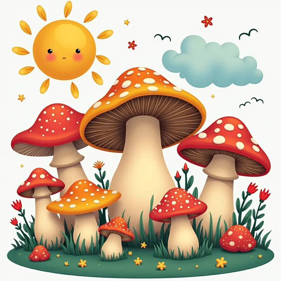 Mushrooms Coloring Sheets 2