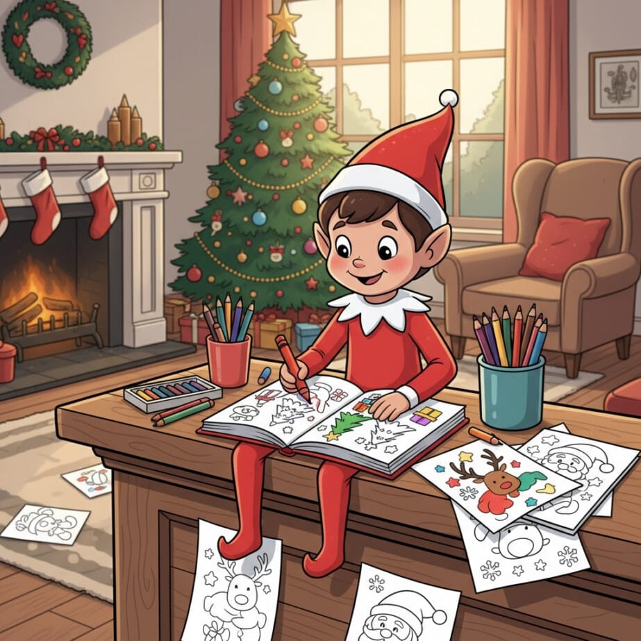 Elf On The Shelf Colouring 2