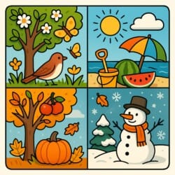 Four Seasons Colouring Page - Origin image