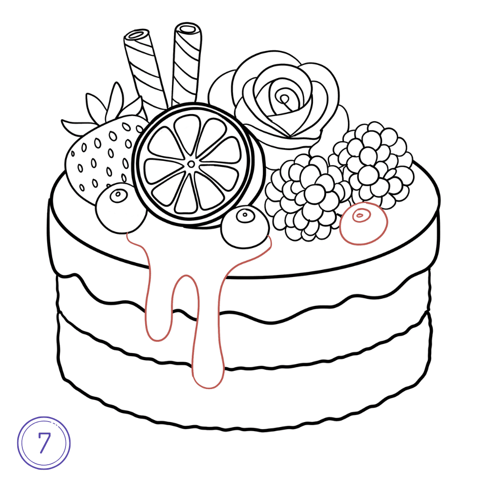 How to Draw a Cake Step 7