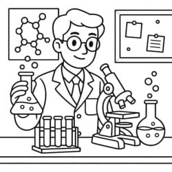 Scientist Coloring Sheet - Printable Coloring page