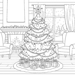 Christmas Coloring Tree - Printable Coloring page