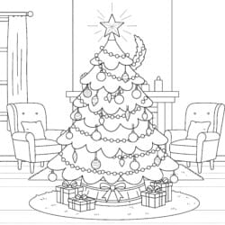 Christmas Colouring Tree - Printable Coloring page