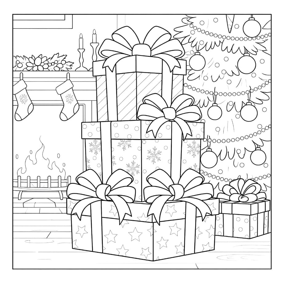 Christmas Gift Coloring Page