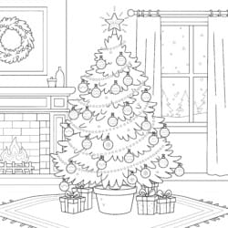 Christmas Tree Coloring Paper - Printable Coloring page