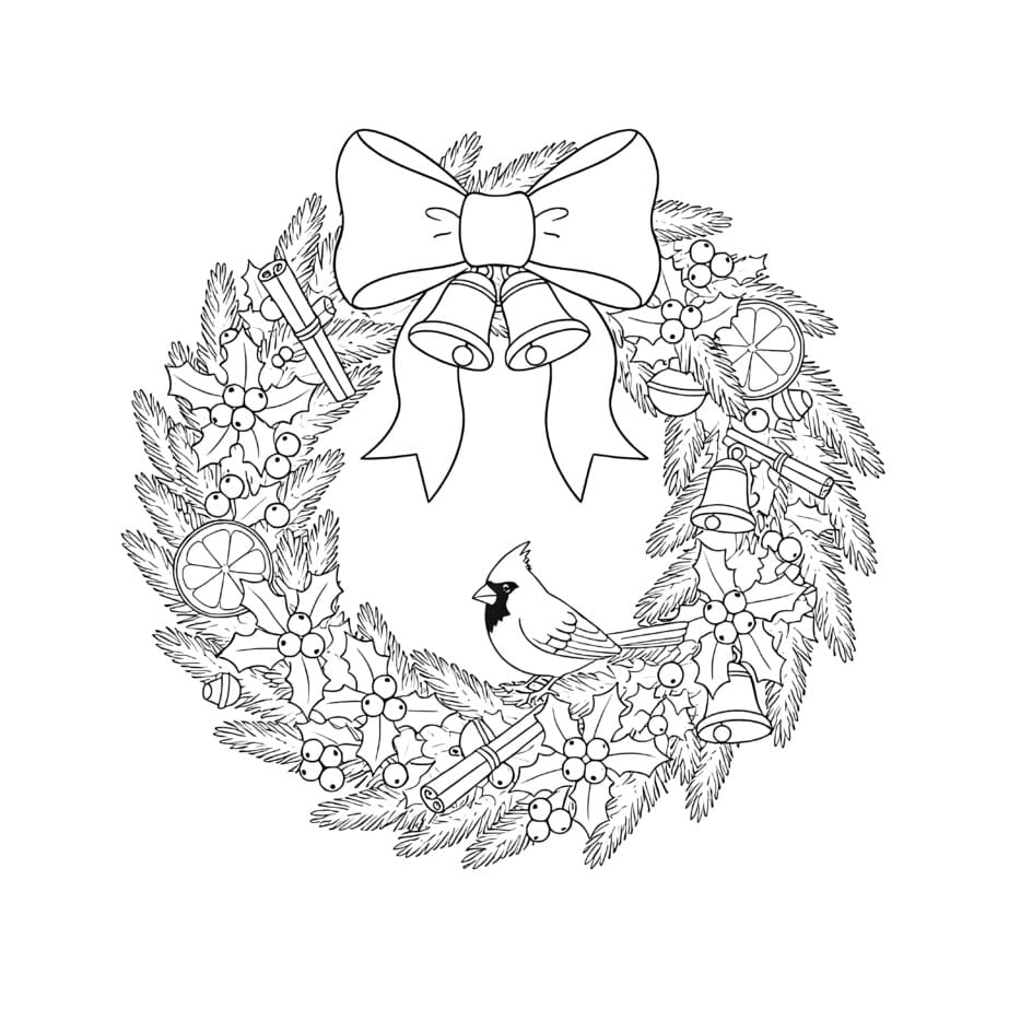 Christmas Wreath Coloring Page