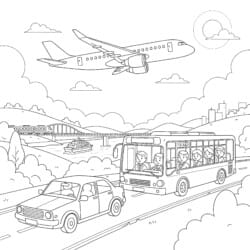 Transport Colouring Sheet - Printable Coloring page
