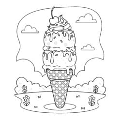 Ice Cream Cone Colouring - Printable Coloring page