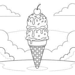 Picture Of Ice Cream For Colouring - Printable Coloring page