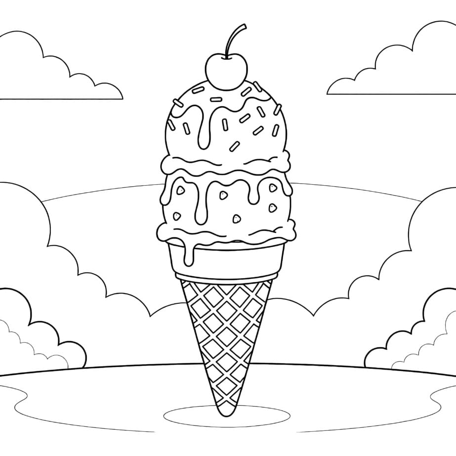 Picture Of Ice Cream For Colouring