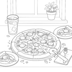 Pizza For Coloring - Printable Coloring page