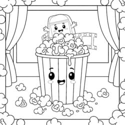 Popcorn Color Page - Printable Coloring page