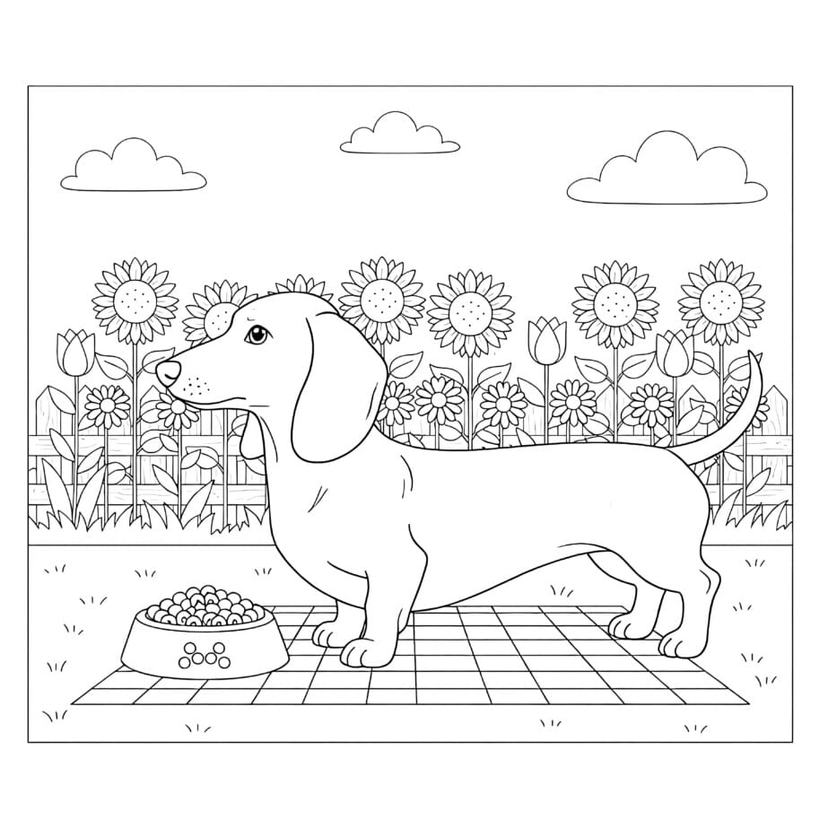 Sausage Dog Colouring Page