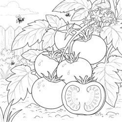 Tomato Coloring Page - Printable Coloring page
