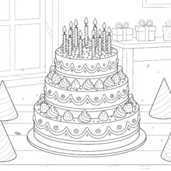 Birthday Cake Picture To Color - Printable Coloring page