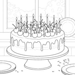 Birthday Cake To Colour In - Printable Coloring page