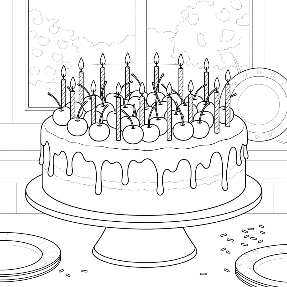 Birthday Cake To Colour In