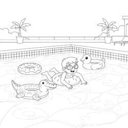 Swimming Color Page - Printable Coloring page