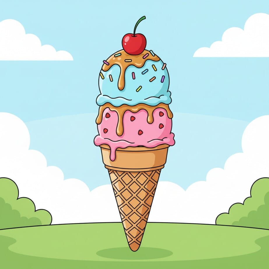 Picture Of Ice Cream For Colouring 2