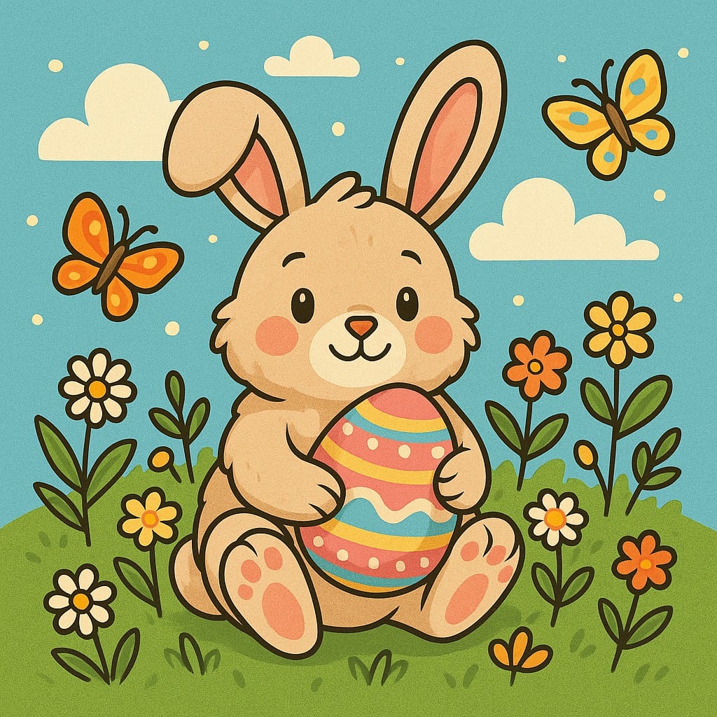Printable Easter Rabbit Colored Easter Rabbit Coloring | Coloring Pages Mimi Panda