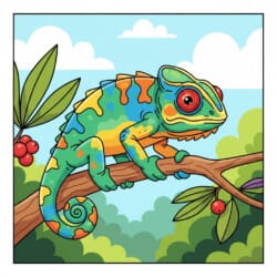 Chameleon On Twig Coloring Page - Origin image