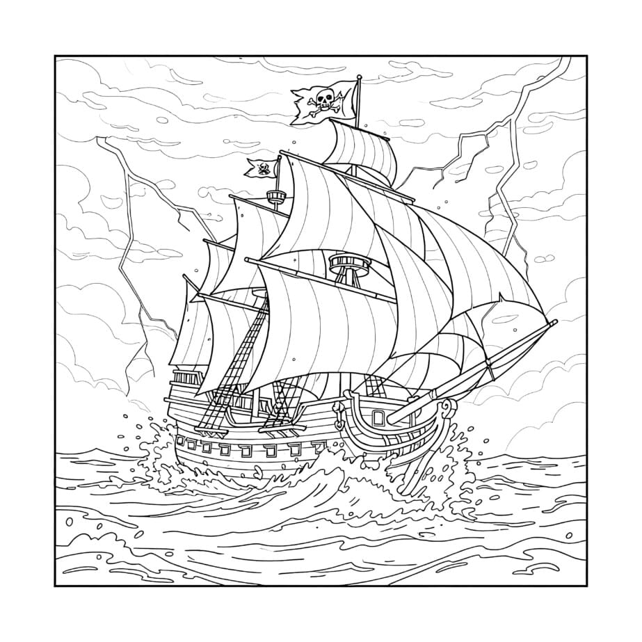Coloring Page Pirate Ship