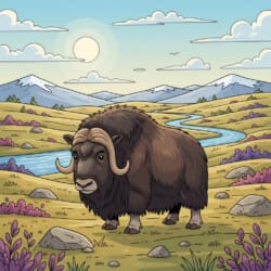 Musk Ox In Tundra Coloring Page - Origin image