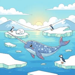 Narwhal With Ice Floes Coloring Page - Origin image