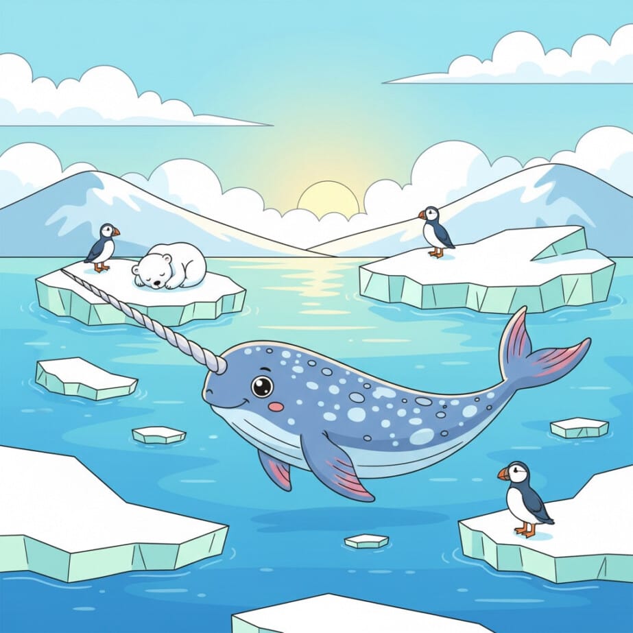 Narwhal With Ice Floes Coloring Page 2