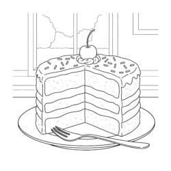 Cake Picture For Coloring - Printable Coloring page