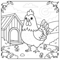 Chicken For Coloring - Printable Coloring page