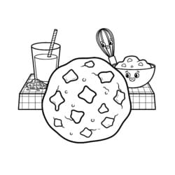 Chocolate Chip Cookie Coloring Page - Printable Coloring page