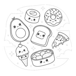 Coloring Cute Food - Printable Coloring page