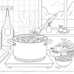 Cooking Coloring - Printable Coloring page