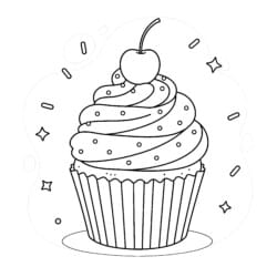 Cup Cake For Coloring - Printable Coloring page