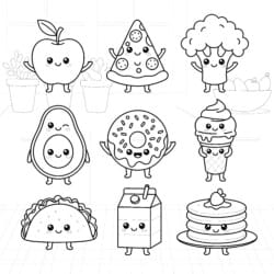 Cute Food Coloring Sheet - Printable Coloring page