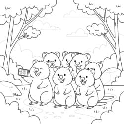Quokka Selfie Coloring Page - Printable Coloring page
