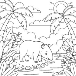 Tapir By Riverbank Coloring Page - Printable Coloring page