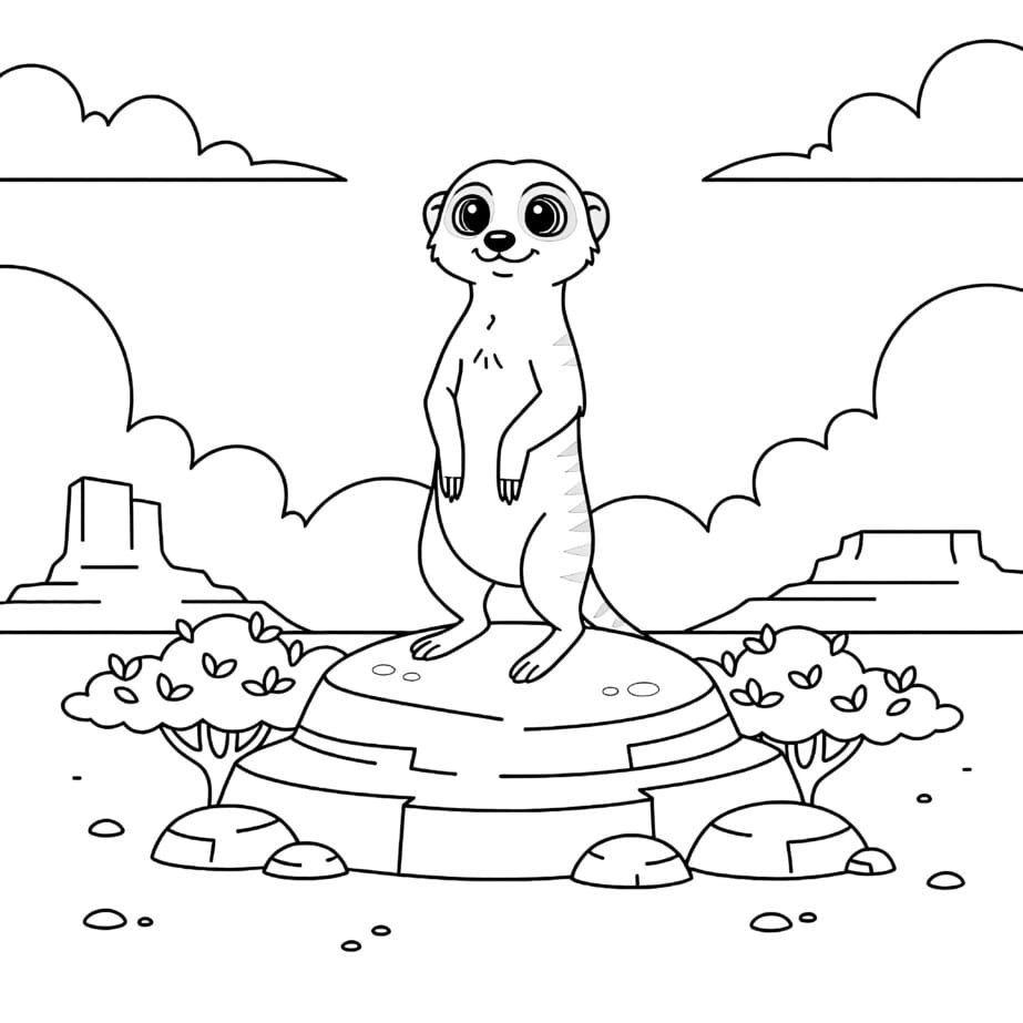 Meerkat On Lookout Rock Coloring Page