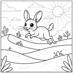 Jerboa Jumping Sand Dunes Coloring Page - Printable Coloring page
