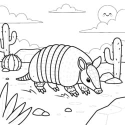 Armadillo Rolling Ball Coloring Page - Printable Coloring page
