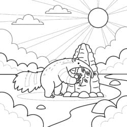 Anteater With Termite Mound Coloring Page - Printable Coloring page