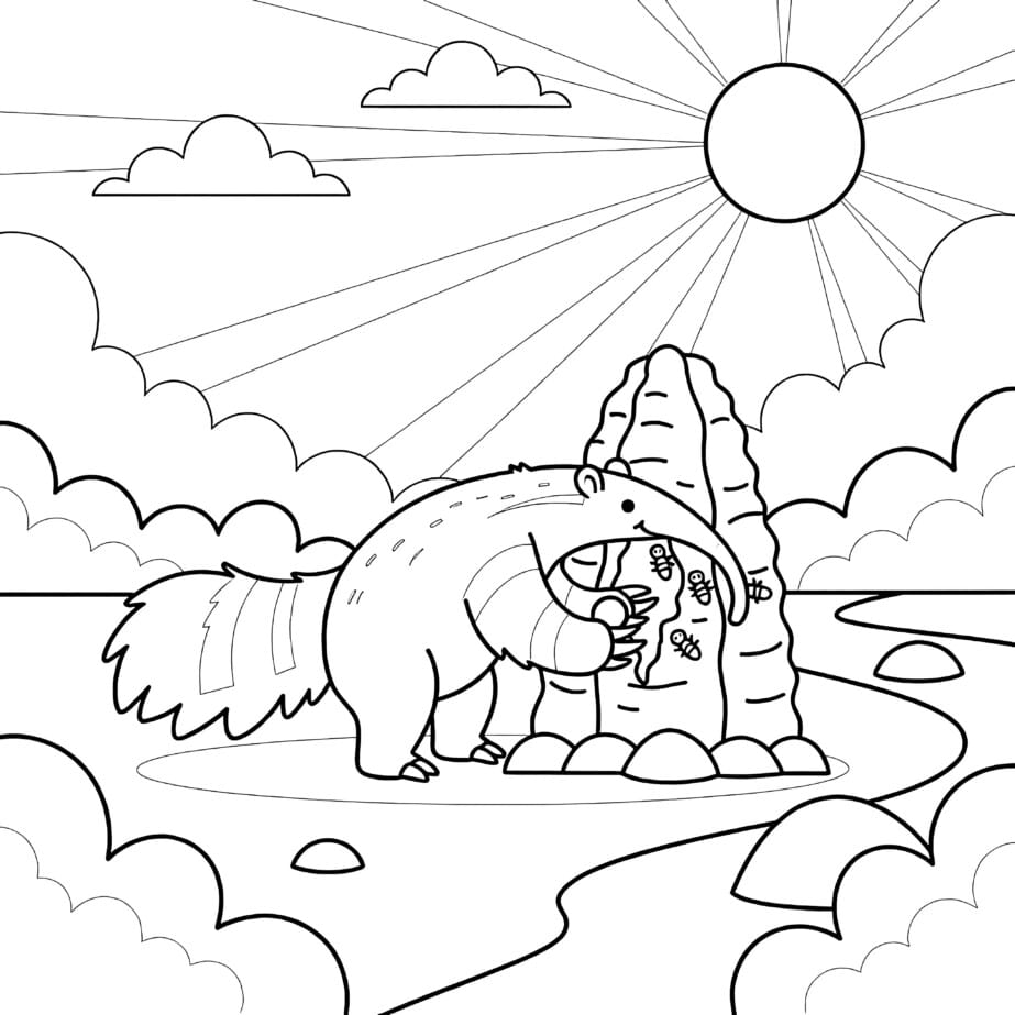 Anteater With Termite Mound Coloring Page