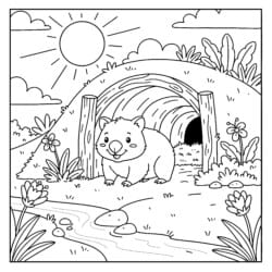 Wombat With Burrow Coloring Page - Printable Coloring page