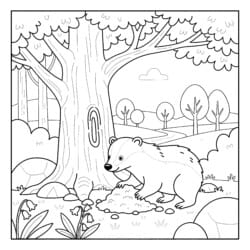 Badger In Forest Coloring Page - Printable Coloring page