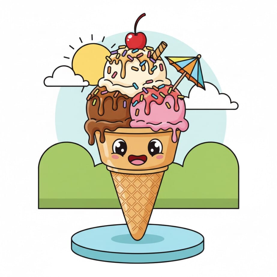 Cute Ice Cream Coloring 2