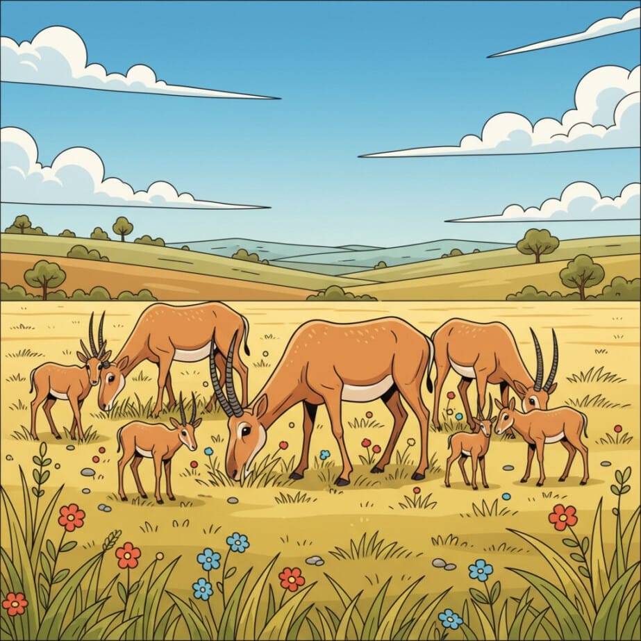 Saiga Antelope On степь Coloring Page 2