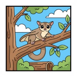 Sugar Glider On Branch Coloring Page - Origin image