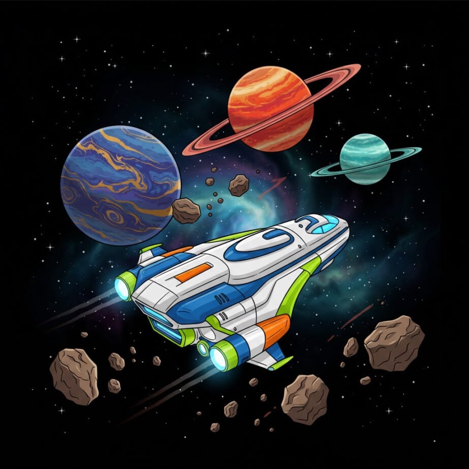 Space Ship Coloring Page 2