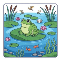 Toad On Lily Pad Coloring Page - Origin image